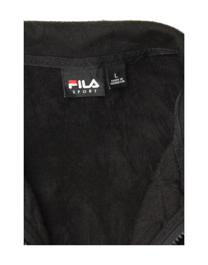 FILA Womens Tracksuit Top Jacket UK 14 Large Black Polyester Vintage Fila and Second-Hand Fila from Messina Hembry 