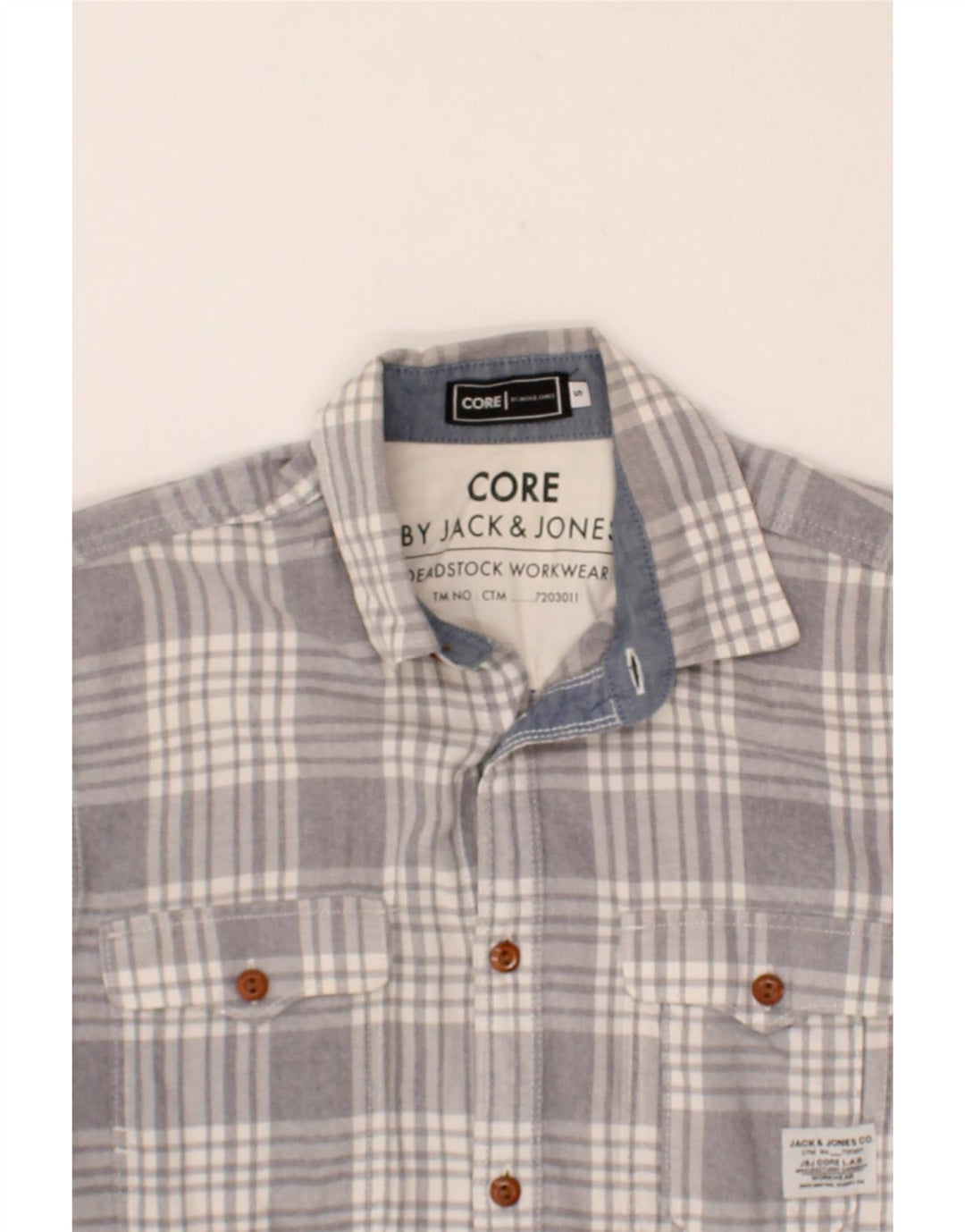 JACK & JONES Mens Shirt Small Grey Check Cotton Vintage Jack & Jones and Second-Hand Jack & Jones from Messina Hembry 