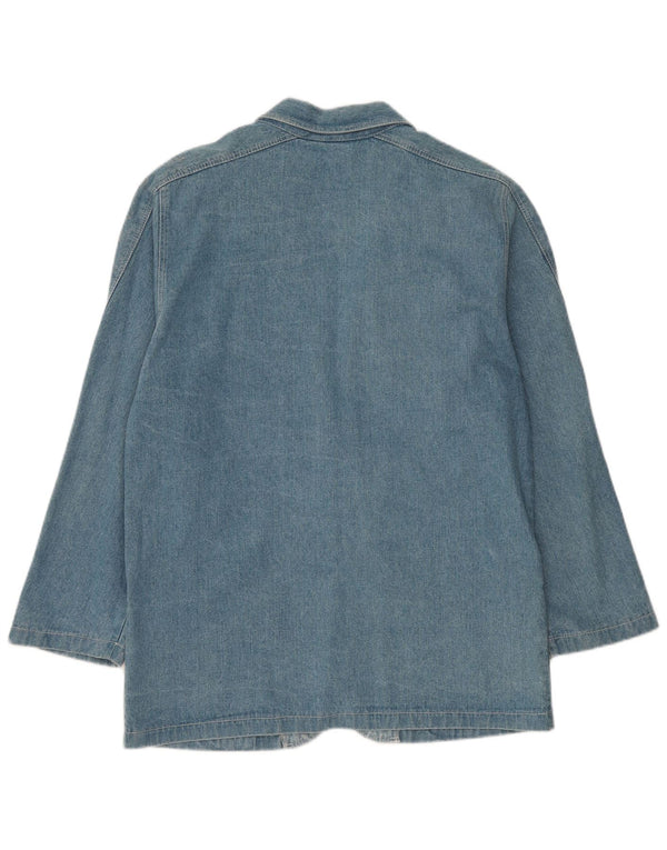 Vintage Womens Longline 2 Button Denim Blazer Jacket UK 12 Medium Blue