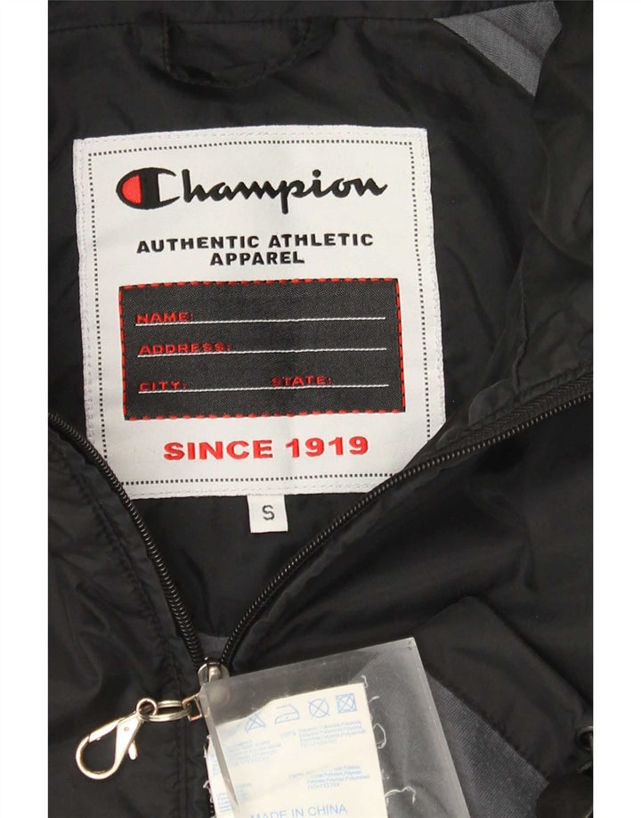 Champion Mens Hooded Rain Jacket UK 36 Small Black Polyamide