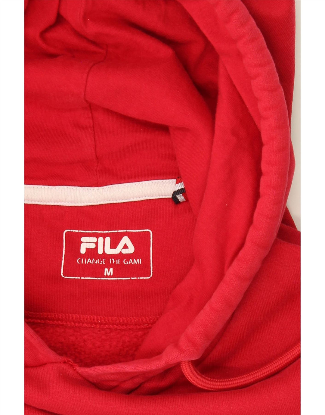 FILA Mens Graphic Hoodie Jumper Medium Red Cotton Vintage Fila and Second-Hand Fila from Messina Hembry 