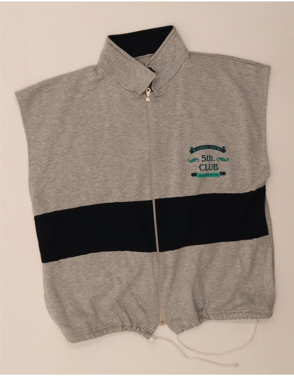 Vintage hombres sin mangas chándal top chaqueta XL gris colorblock