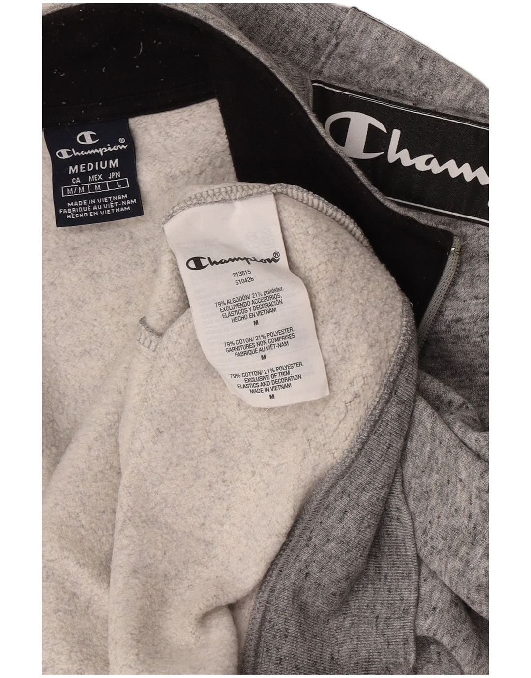 Champion Mens Graphic Tracksuit Top Jacket Medium Grey Flecked Cotton