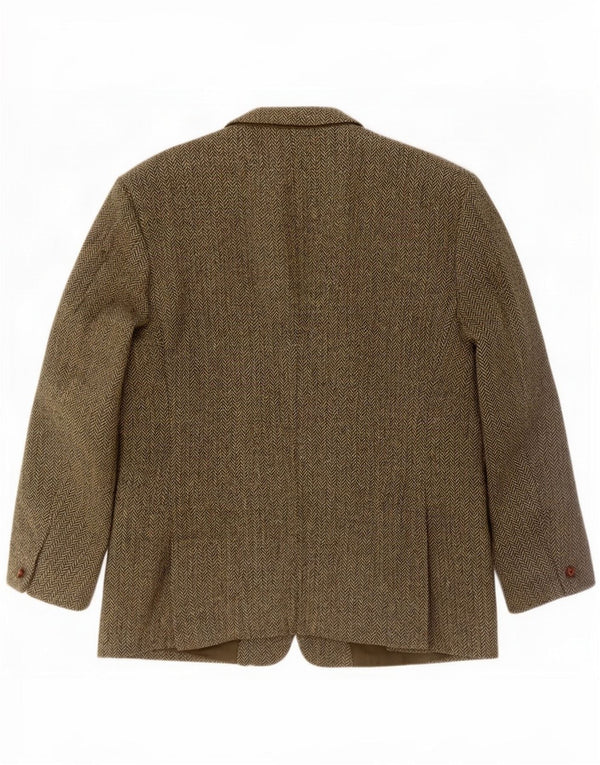 Jaqueta Harris Tweed Mens Gurteen Blazer Reino Unido 44 2XL Espinha de Peixe Verde
