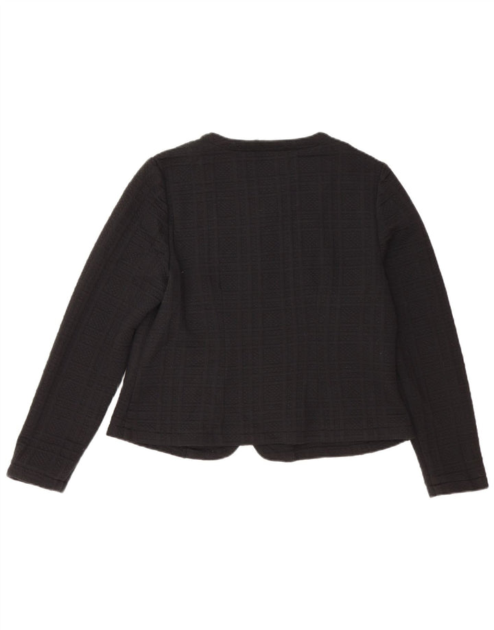 MARKS & SPENCER Womens Crop Blazer Jacket UK 14 Medium Black Polyester