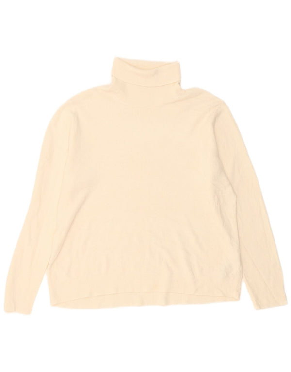 Marks & Spencer Womens Roll Neck Jumper Sweater UK 18 XL Beige Acrylic