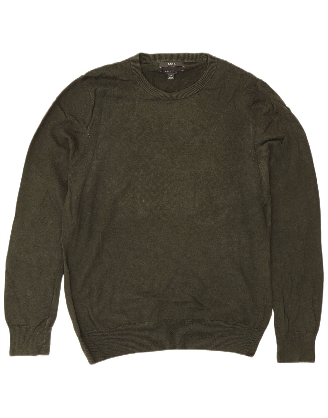 Marks & Spencer Herre sweater med rund hals, medium Khaki Bomuld