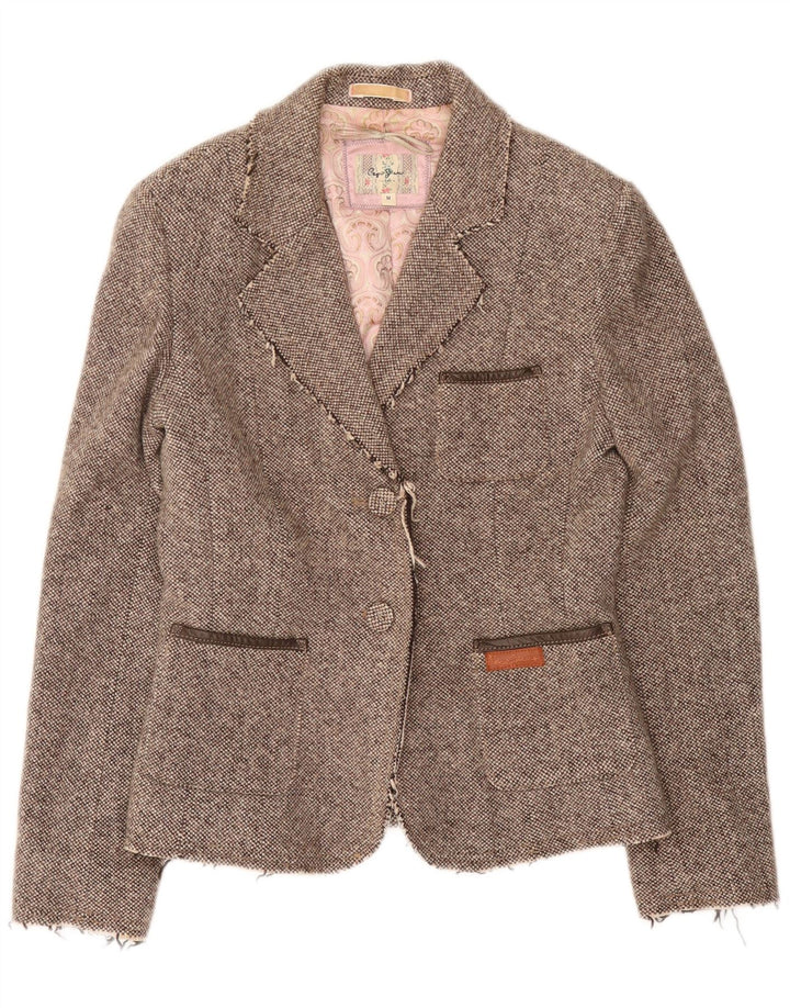 PEPE Jeans Chaqueta tipo blazer de 2 botones para mujer UK 42 Viscosa gris medio
