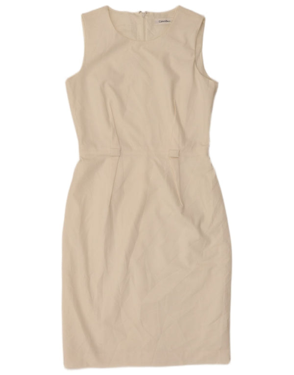 Calvin Klein Damen Ärmelloses Etuikleid US 4 Small Off White