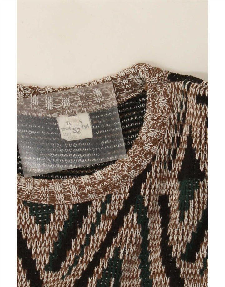 Vintage Mens Crew Neck Jumper Sweater IT 52 Large Multicoloured Geometric