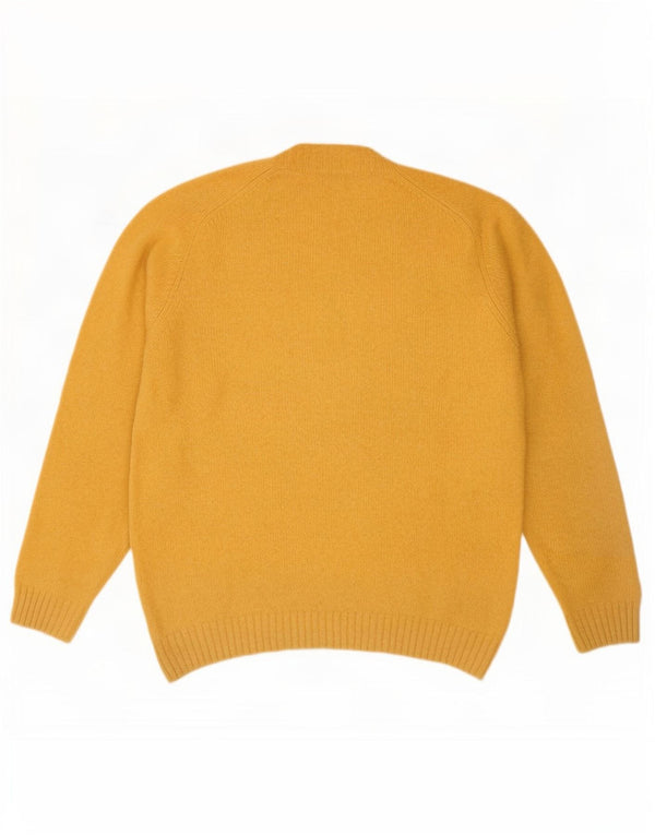Zara Suéter masculino com gola redonda XL lã amarela