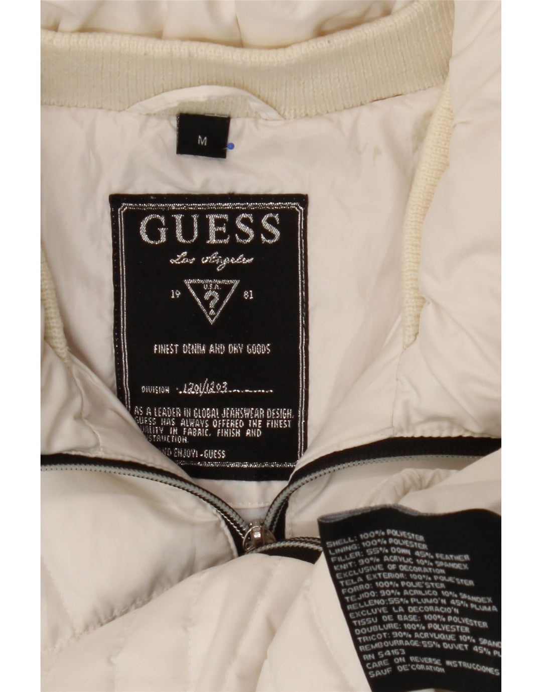 GUESS Womens Padded Jacket UK 14 Medium White Polyester