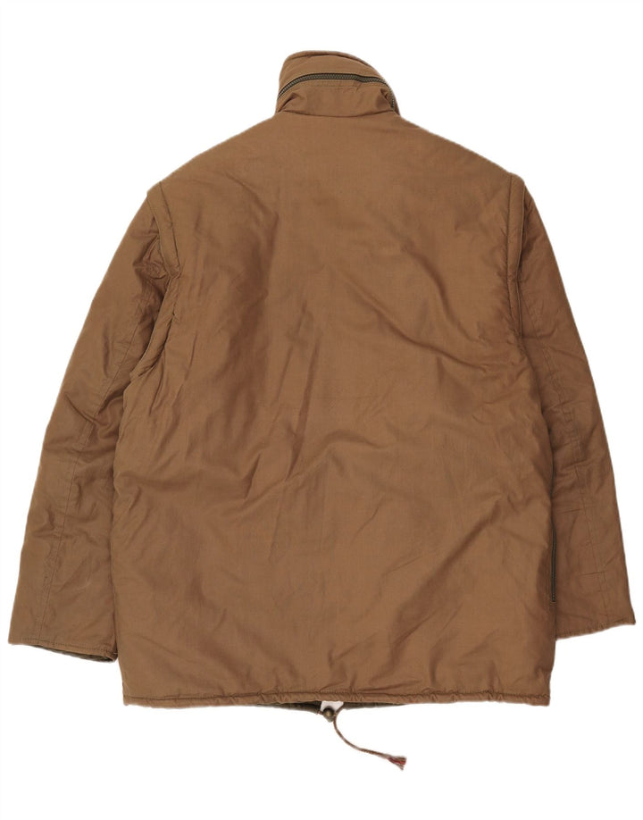 Vintage Mens Hooded Padded Jacket IT 52 XL Khaki