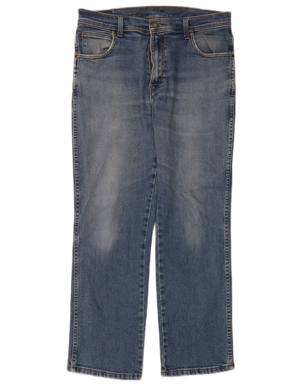 Wrangler Mens Straight Jeans W34 L30 Azul Algodão