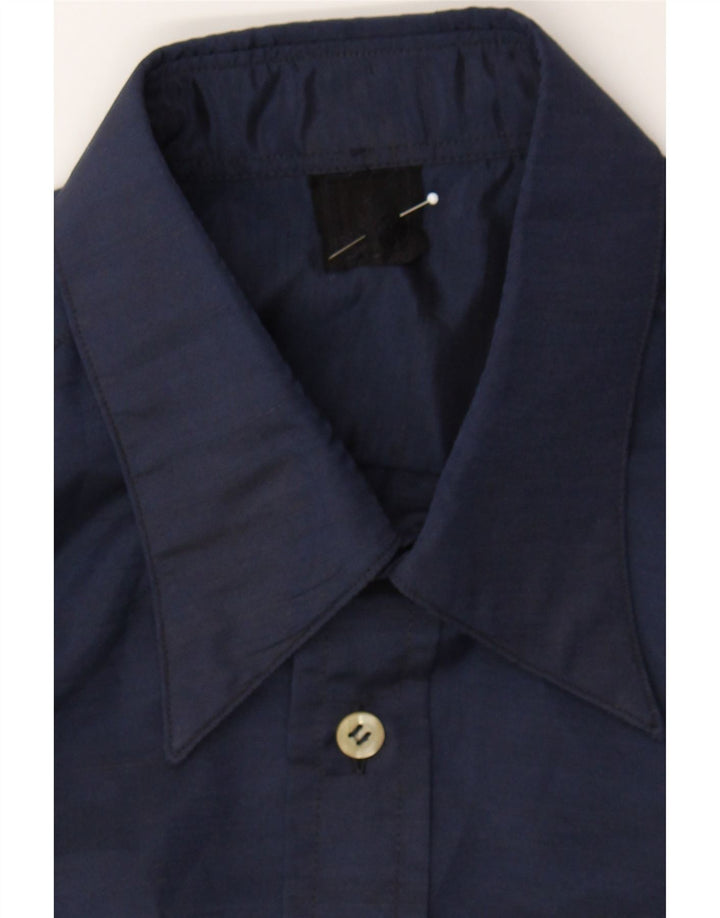 VINTAGE Mens Shirt Medium Navy Blue Vintage Vintage and Second-Hand Vintage from Messina Hembry 