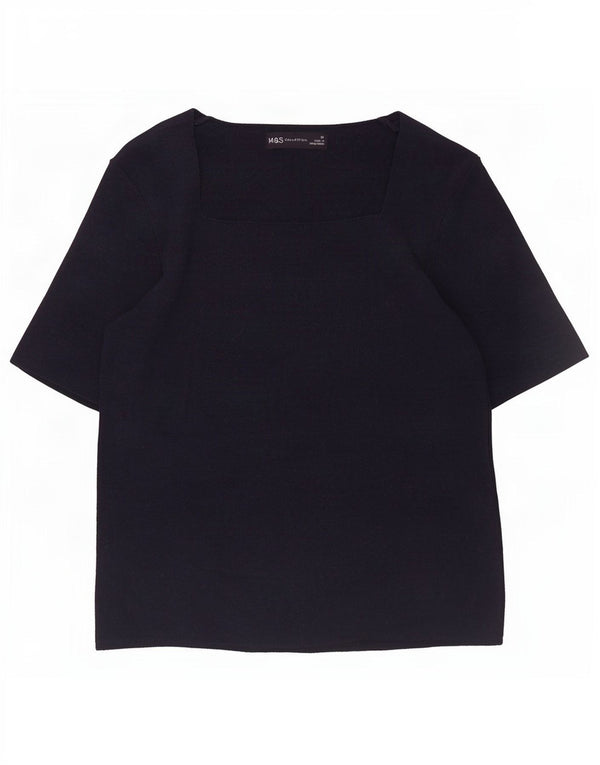 Женская укороченная футболка Marks & Spencer Top UK 10, маленькая, темно-синяя, вискоза