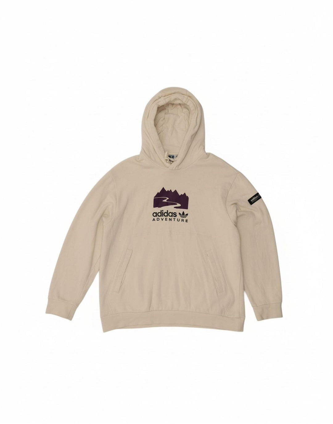 ADIDAS Mens Graphic Hoodie Jumper Medium White Cotton Vintage Adidas and Second-Hand Adidas from Messina Hembry 