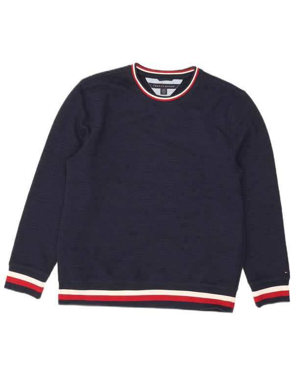 Tommy Hilfiger Boys Crew Neck Jumper Sweater 15-16 Years Large Navy Blue
