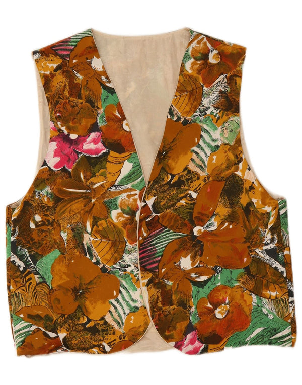 Vintage Mens Waistcoat Medium Multicoloured Floral