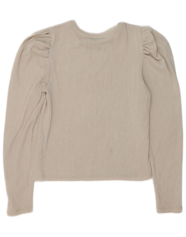Top Zara da donna a maniche lunghe UK 12 Poliestere beige medio