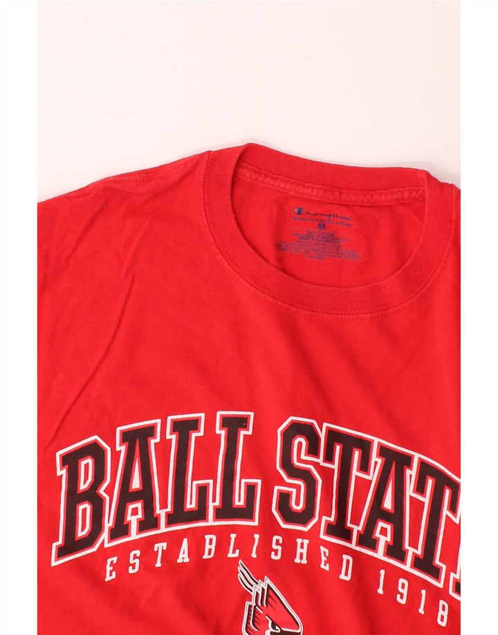 CHAMPION Mens Graphic T-Shirt Top Medium Red Cotton Vintage Champion and Second-Hand Champion from Messina Hembry 