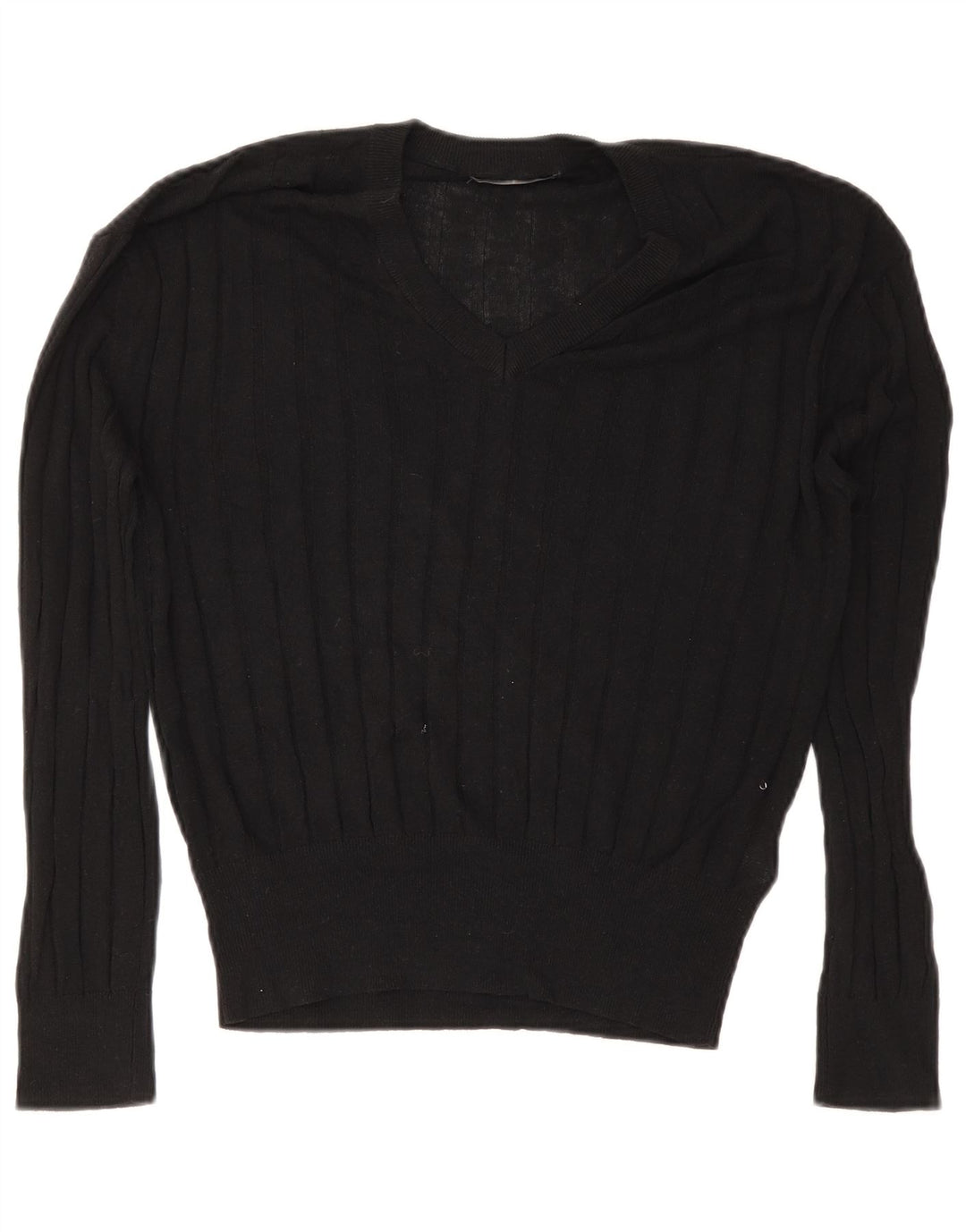 Marks & Spencer Womens V-Neck Jumper Sweater UK 14 Medium Black Viscose