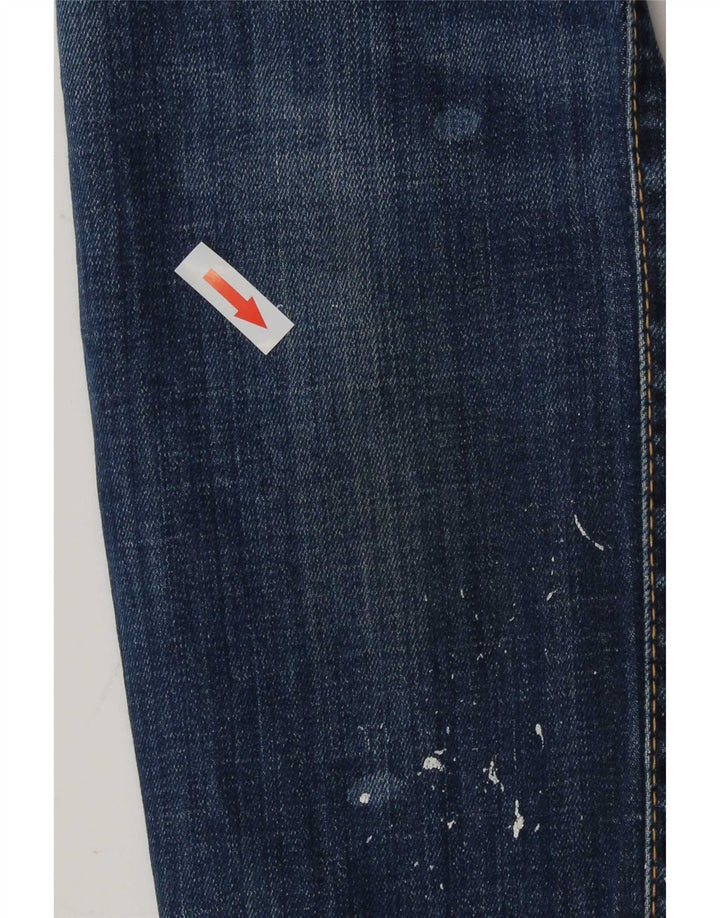 Jeans slim invecchiati da donna Dsquared2 IT 42 medio W30 L27 blu maculato