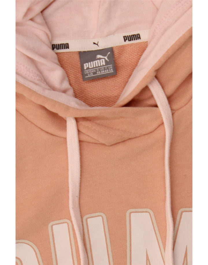 PUMA Womens Graphic Hoodie Jumper UK 14 Medium Pink Polyester Vintage Puma and Second-Hand Puma from Messina Hembry 