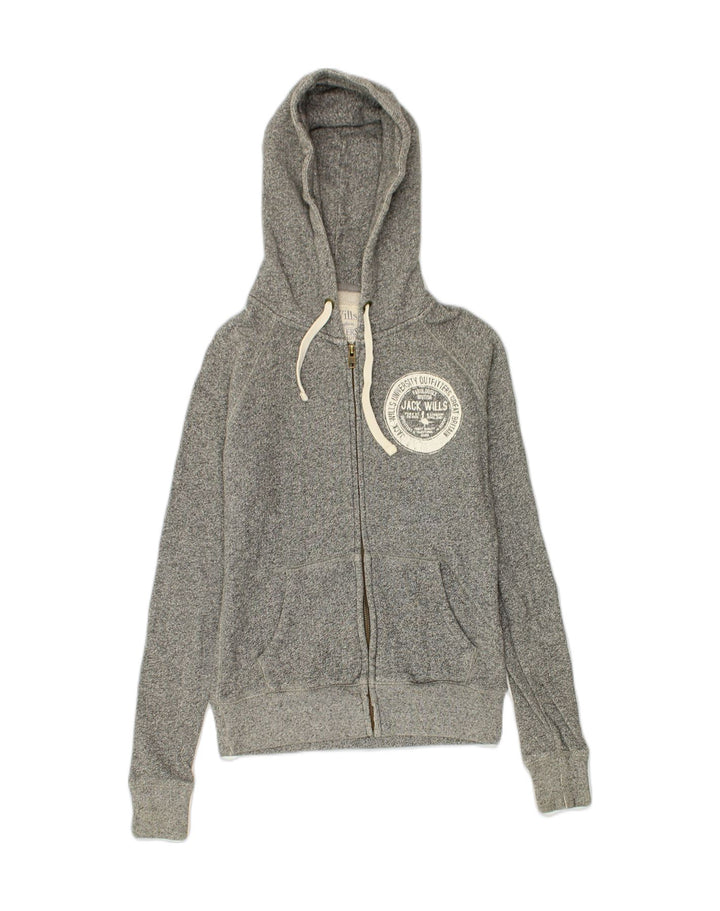 JACK WILLS Womens Zip Hoodie Sweater UK 8 Small  Grey Cotton | Vintage Jack Wills | Thrift | Second-Hand Jack Wills | Used Clothing | Messina Hembry 