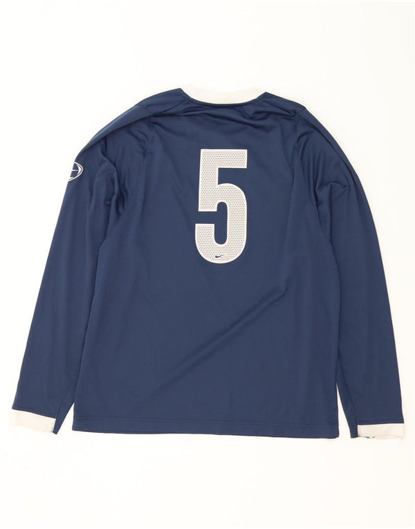 Nike Mens Graphic Top Long Sleeve UK 39/41 Medium Navy Blue Polyester