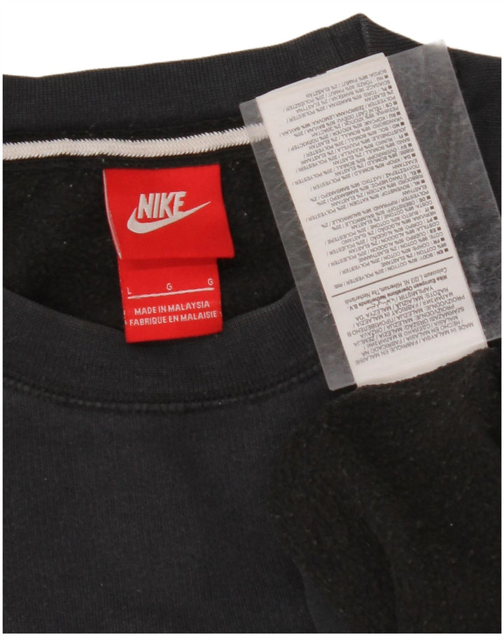 NIKE Womens Oversized Sweatshirt Jumper UK 16 Large Navy Blue Cotton