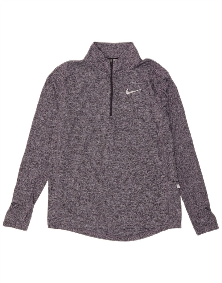 Nike Womens Dri Fit Pullover Tracksuit Top UK 10 Small Grey Flecked