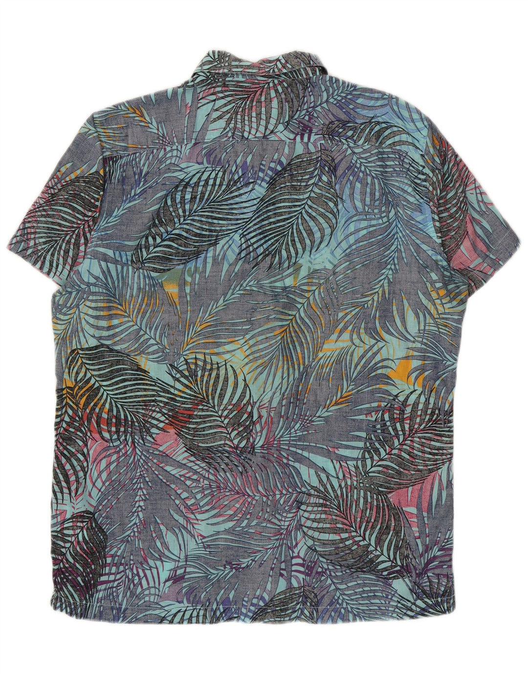 Maglia a maniche corte da uomo Pull & Bear grande hawaiana in cotone floreale blu