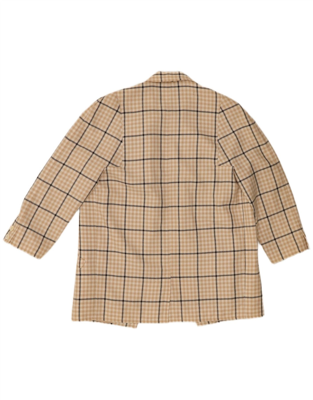 WINDSMOOR Womens Open Blazer Jacket UK 16 Large Beige Check Polyester