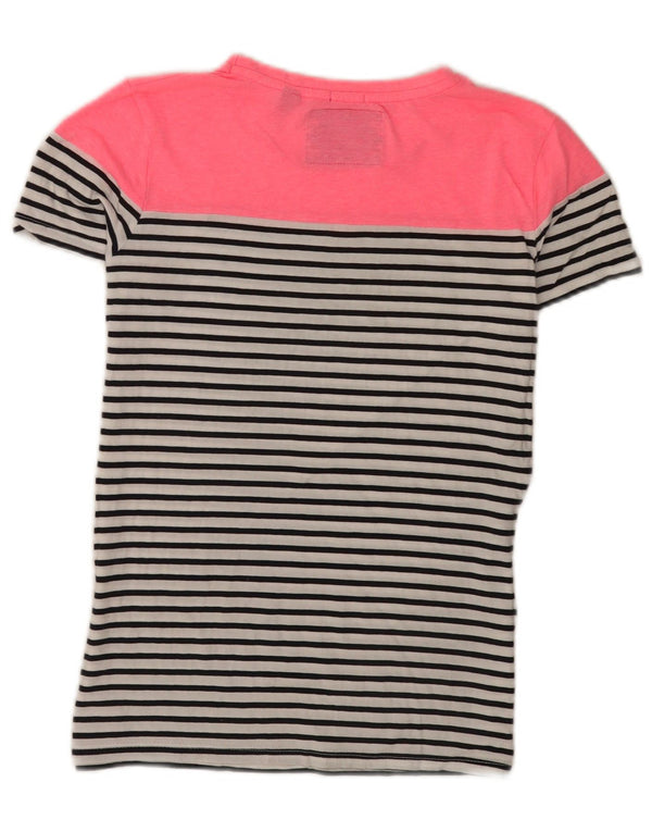 T-shirt regolare da donna a maniche corte Superdry UK 10 Small White Striped