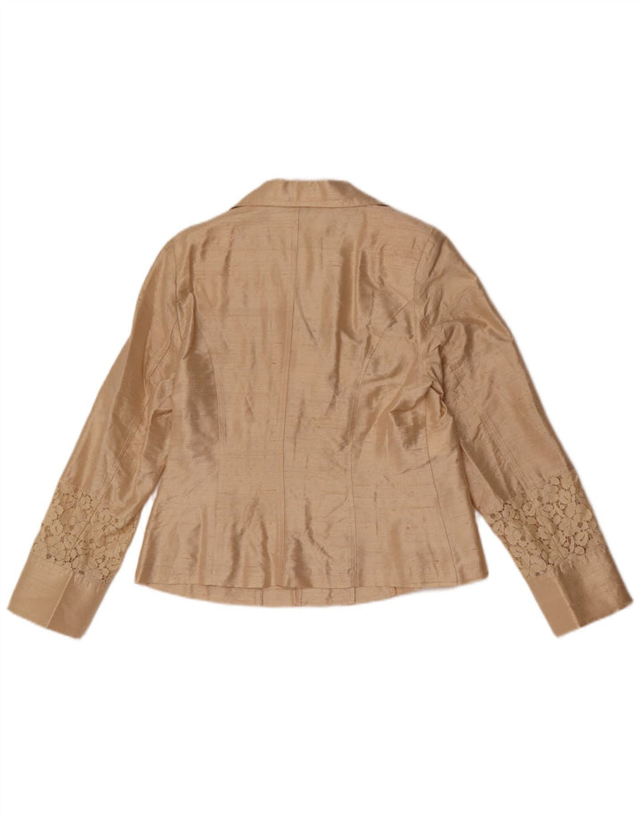 Jaqueta blazer feminina vintage com 3 botões IT 44 seda bege média