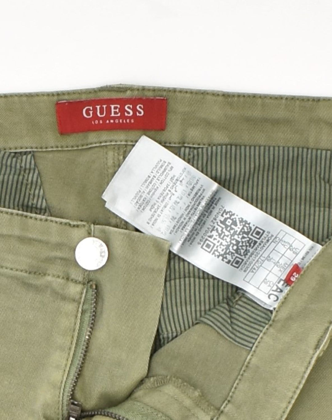GUESS Womens Slim Casual Trousers W34 L29 Khaki Cotton | Vintage | Thrift | Second-Hand | Used Clothing | Messina Hembry 