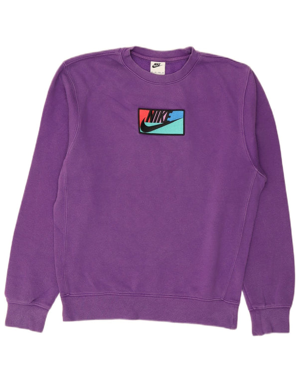 Nike Mens Graphic Regular Fit Sweatshirt Jumper XS Purple Cotton