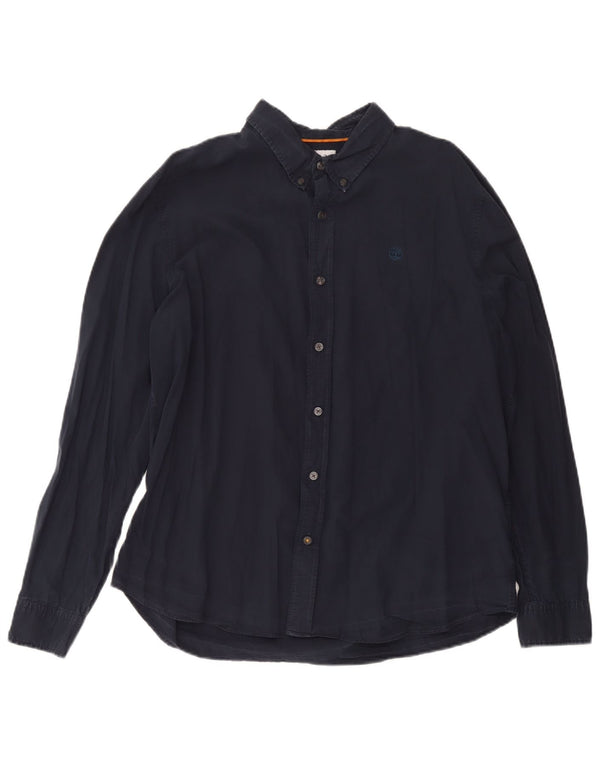 Timberland Mens Slim Fit Shirt XL Navy Blue Cotton
