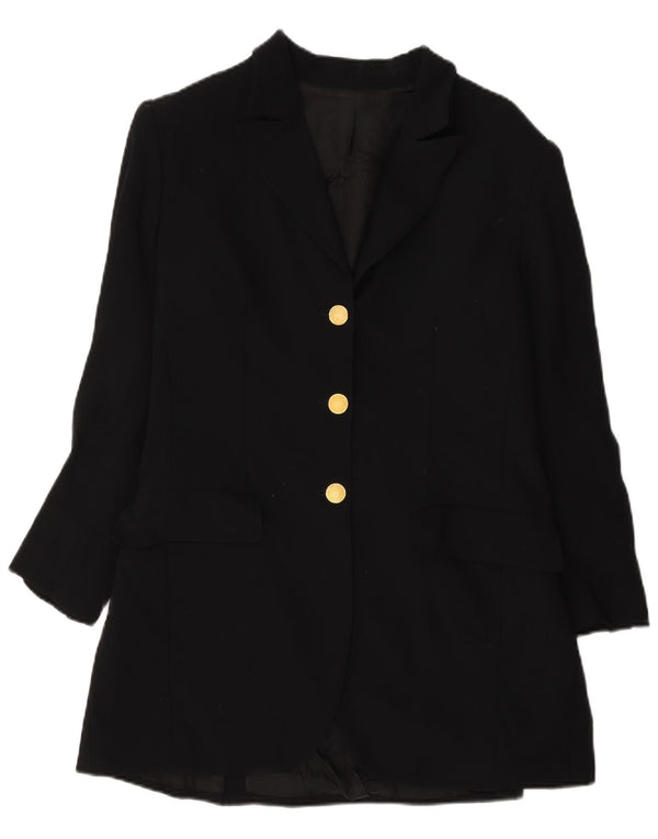 Ratti Womens Longline 3 Button Blazer Jacket IT 44 Medium Black Wool