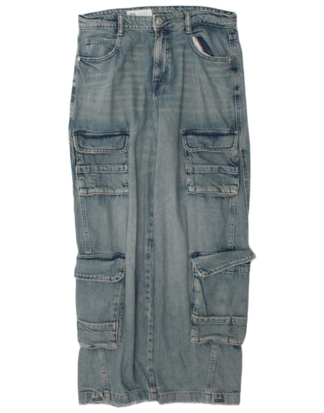 Zara Womens Cargo Straight Jeans EU 38 Small W28 L31 Blue