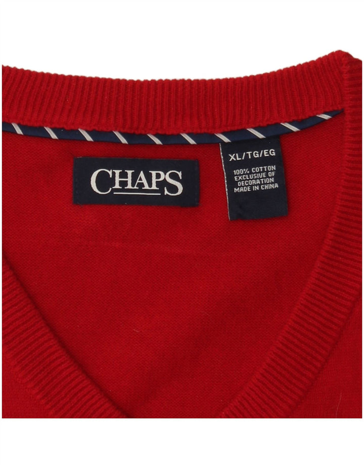 Chaps Mens Vest Tank Top XL Red Cotton