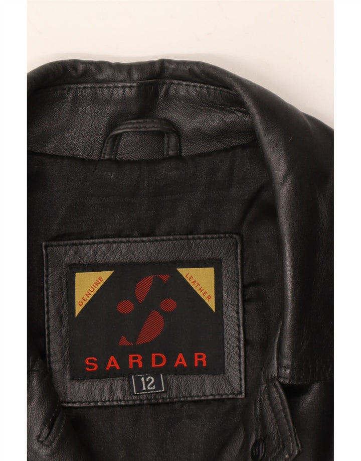 SARDAR Womens Leather Jacket UK 12 Medium  Black Leather Vintage Sardar and Second-Hand Sardar from Messina Hembry 