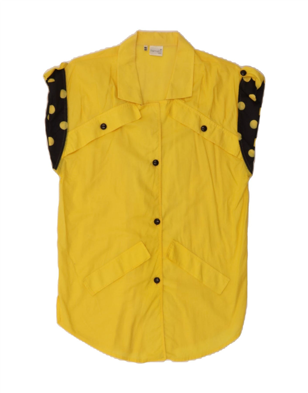 FERRETTI Womens Short Sleeve Shirt Blouse IT 42 Medium Yellow Spotted Vintage Ferretti and Second-Hand Ferretti from Messina Hembry 