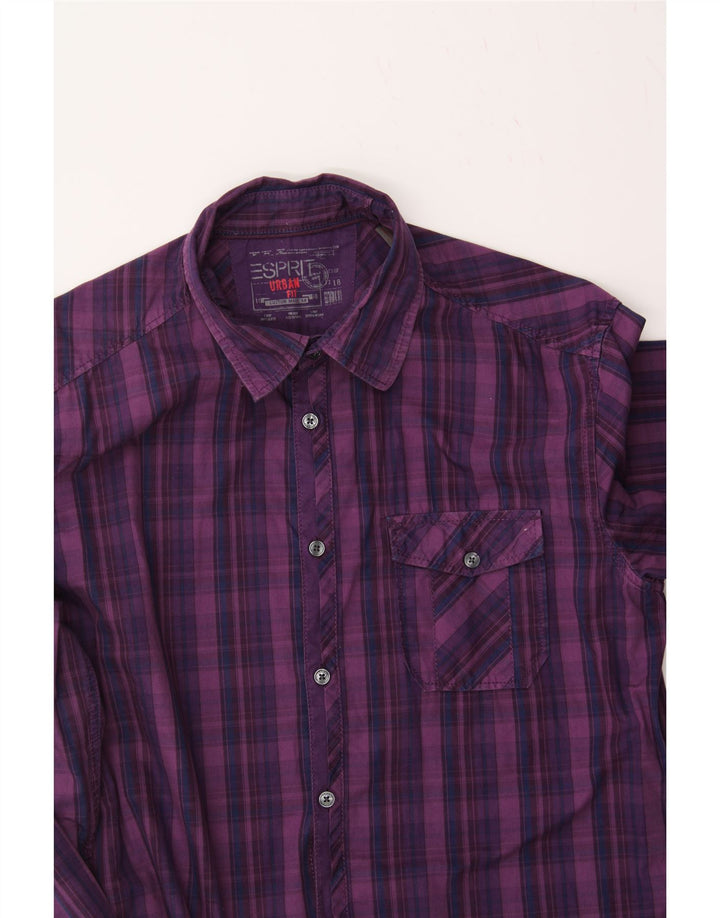 ESPRIT Mens Urban Fit Shirt Medium Purple Check Cotton Vintage Esprit and Second-Hand Esprit from Messina Hembry 