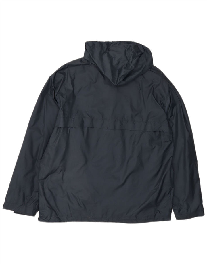 K-WAY Mens Hooded Rain Jacket UK 38 Medium Navy Blue Polyamide