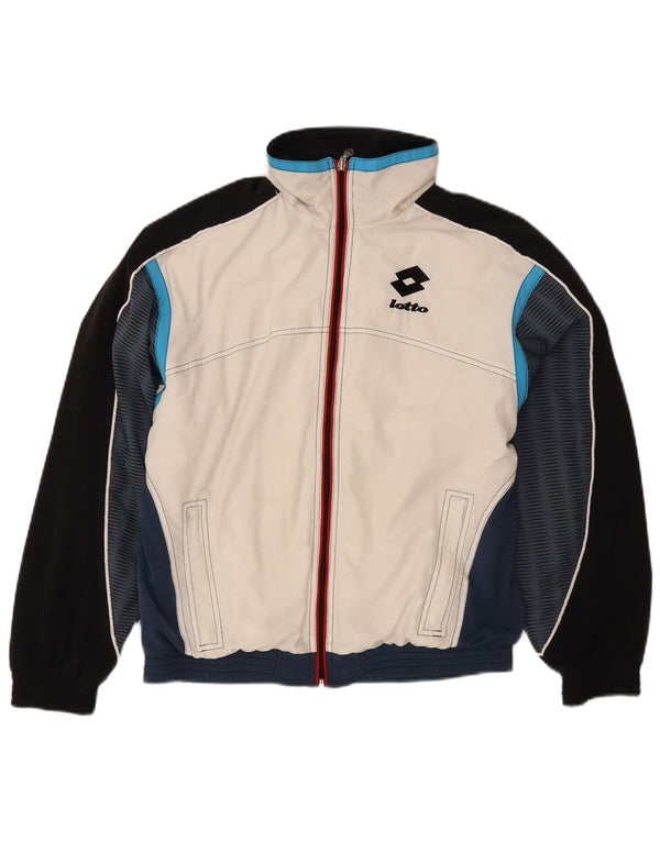Giacca da ginnastica da uomo Lotto Small in poliestere color block bianco
