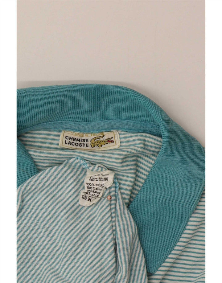 Lacoste Mens Polo Shirt Medium Blue Striped Cotton