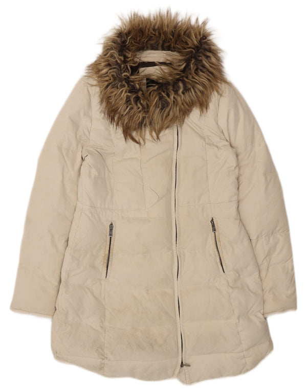 Zara Womens Padded Coat UK 14 Large Off White Polyester