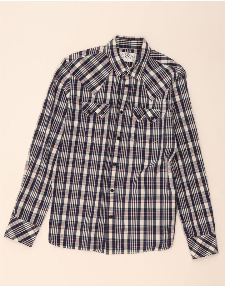 LEVI'S Mens Shirt Medium Navy Blue Check Cotton